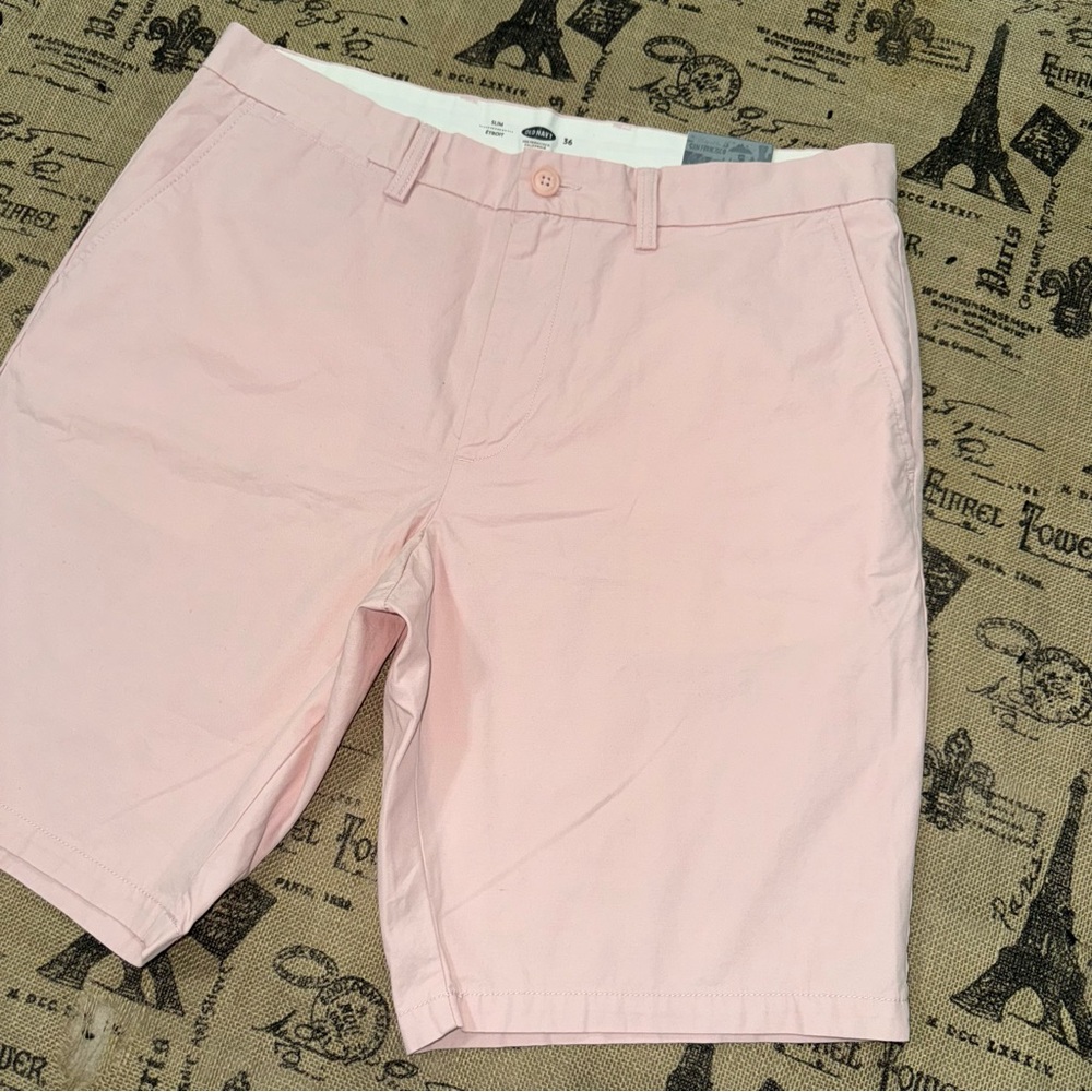Old Navy NWT! Men's Slim Etroit Pink Core Slim Blush Hue Short Size 36 - Picture 3 of 13